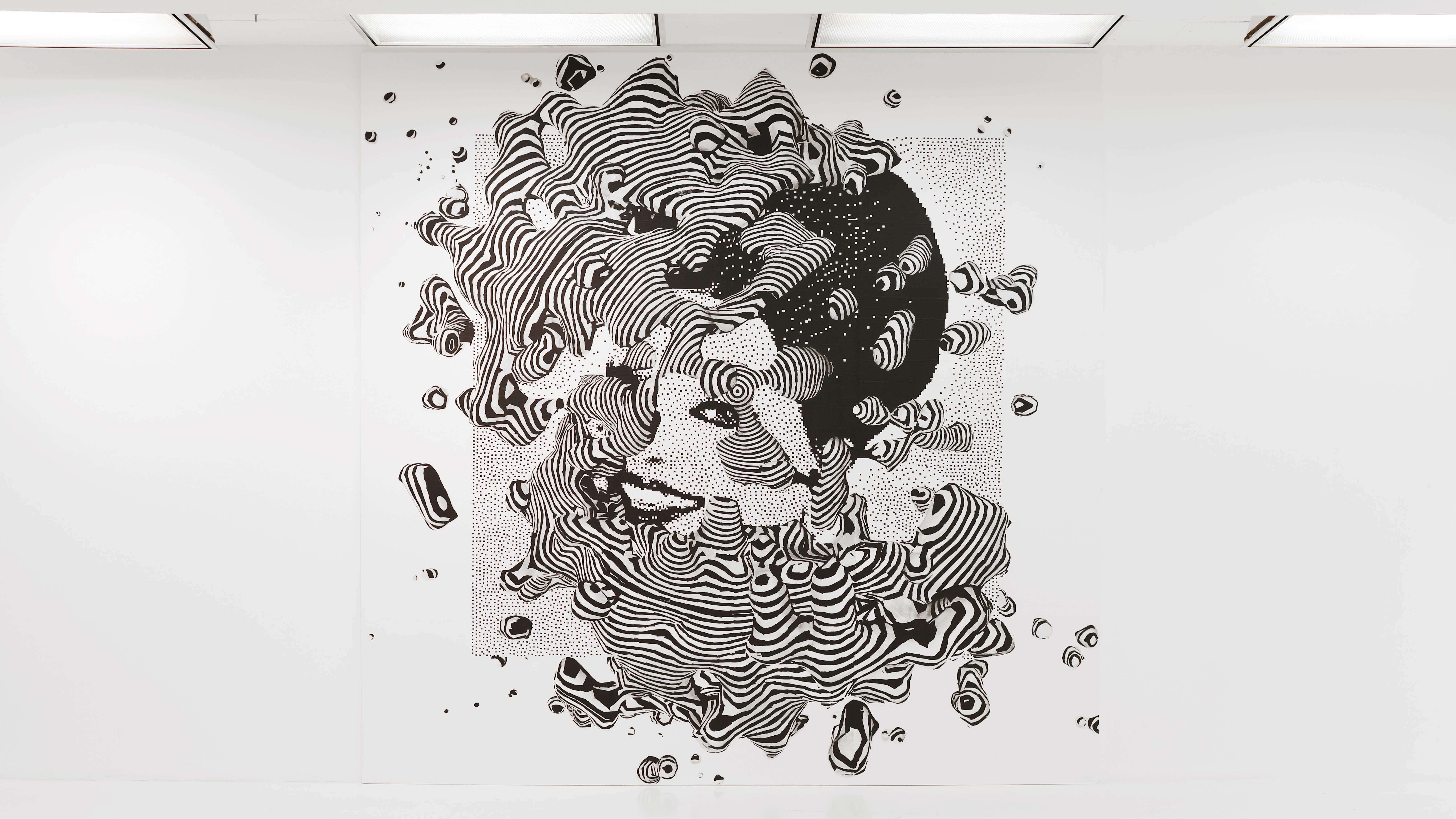 'Moira', 2020. Washi paper tape on wall. 3331 Arts Chyoda, Tokyo